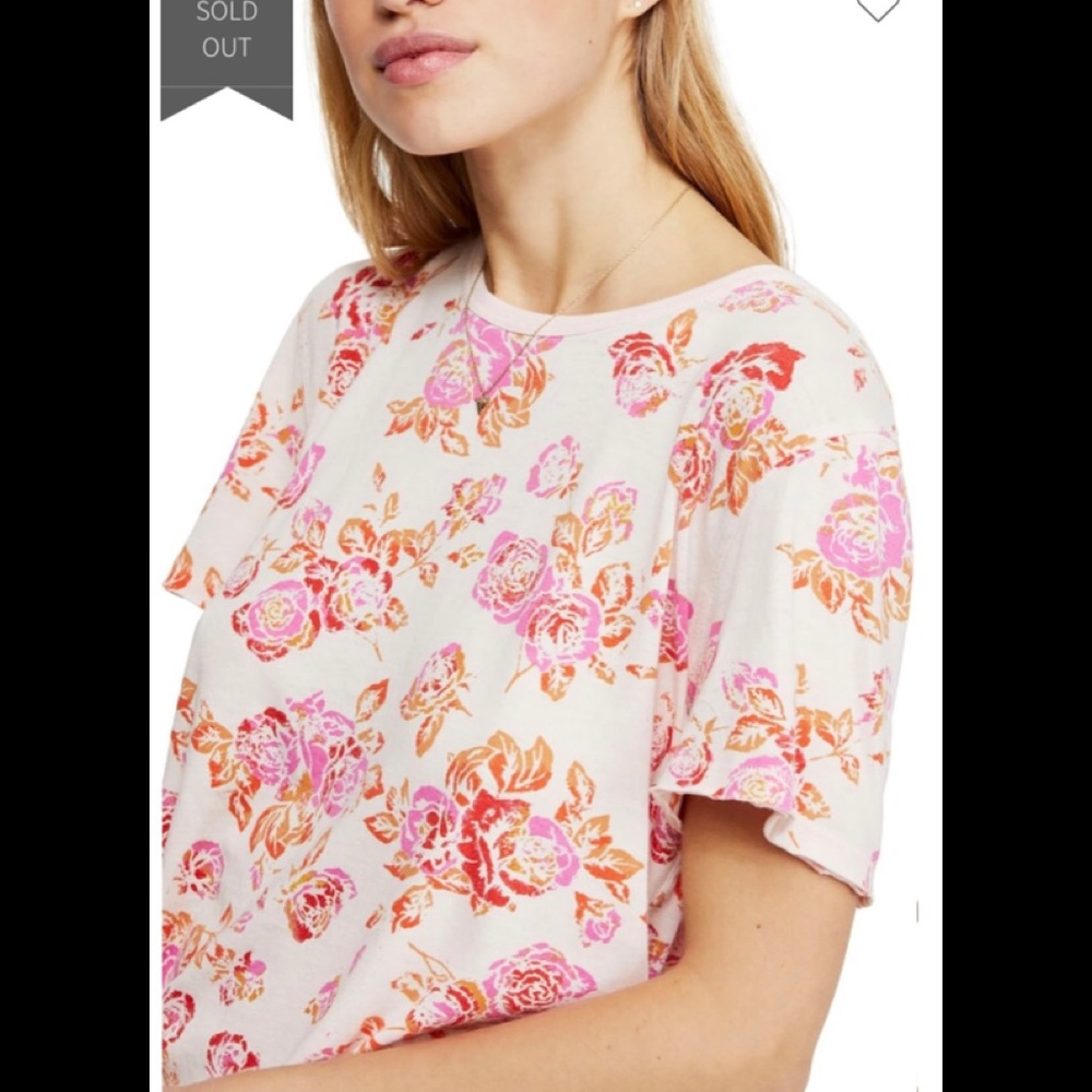 🚨Final Sale🚨NWT FREE PEOPLE Pink Floral Top/T-Shirt